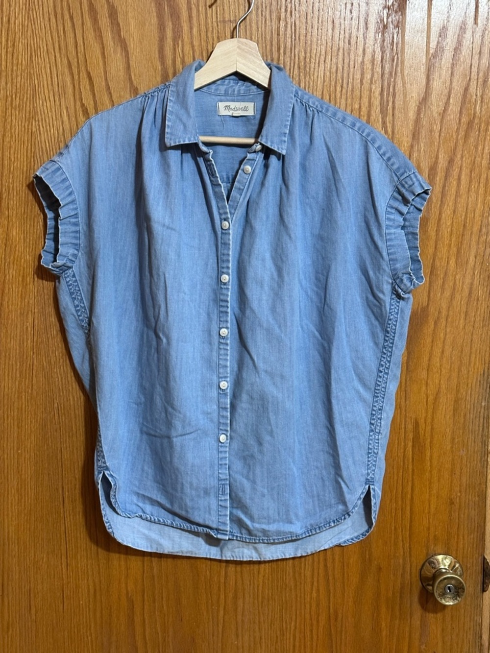 Madewell Light Blue Denim Shirt with Chambray Texture Sz  xs